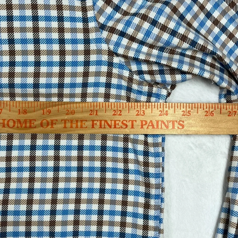 Report Collection Originals Button Up Shirt Men's XL Blue Brown Plaid Business